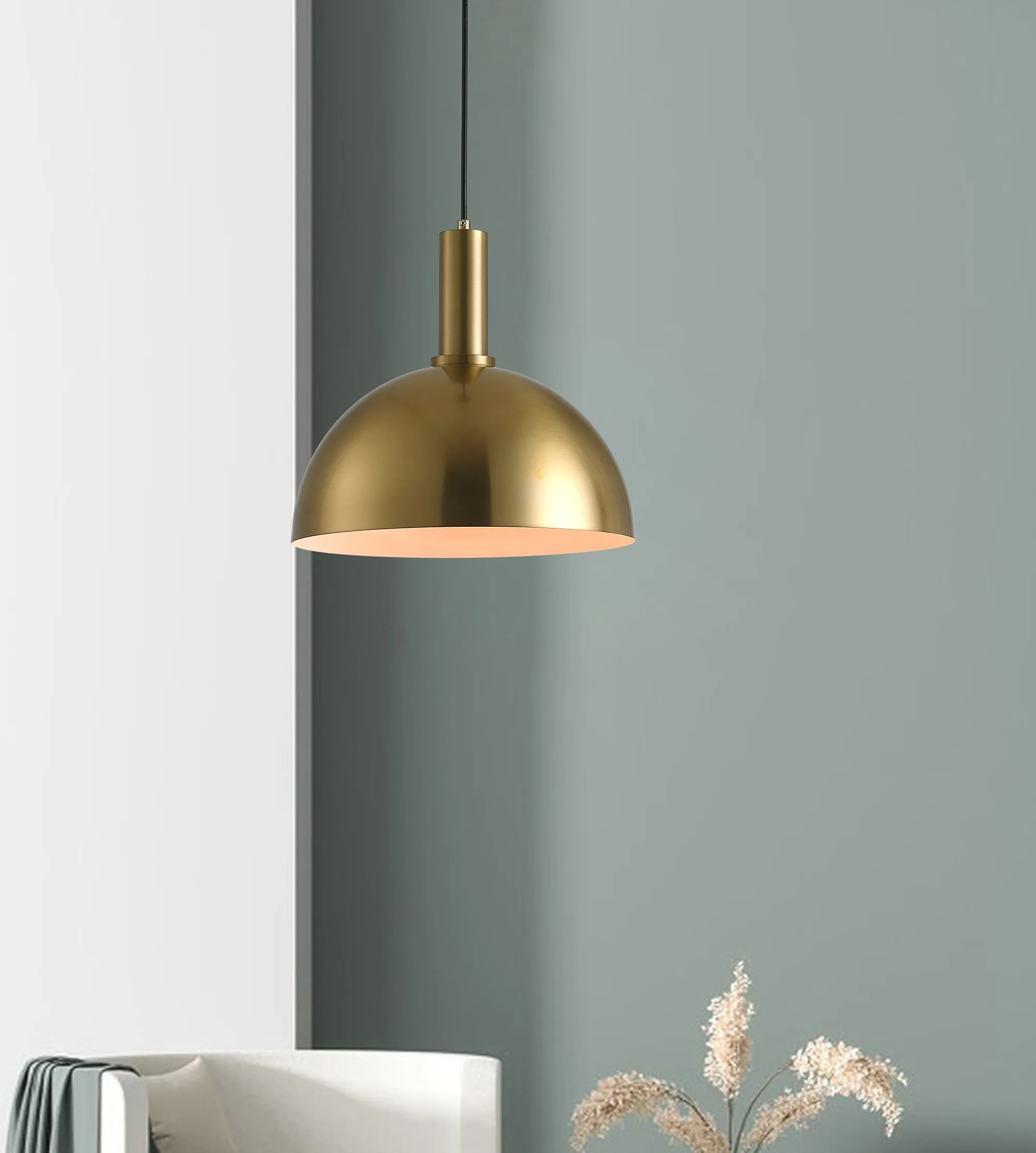 1-Light Gold Bowl Shape Pendant Lighting