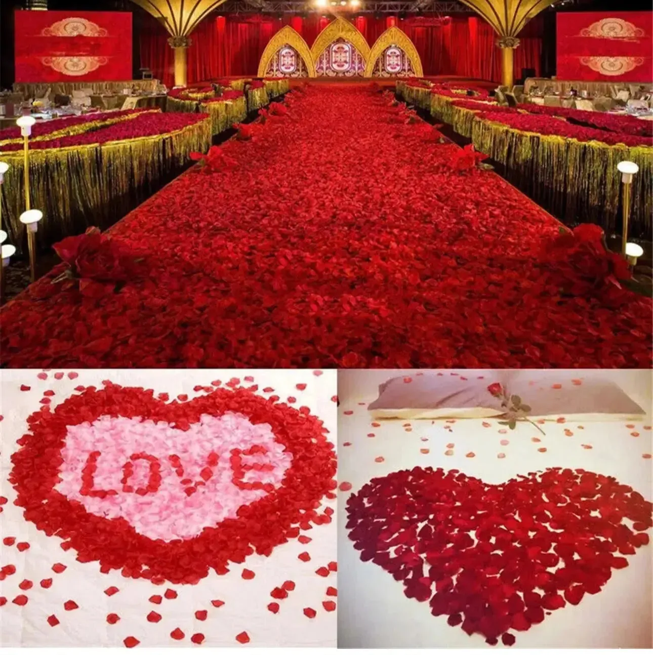 100 Pcs/Pack Artificial Flower Rose Petals for Wedding Valentine's Day Decor DARK RED