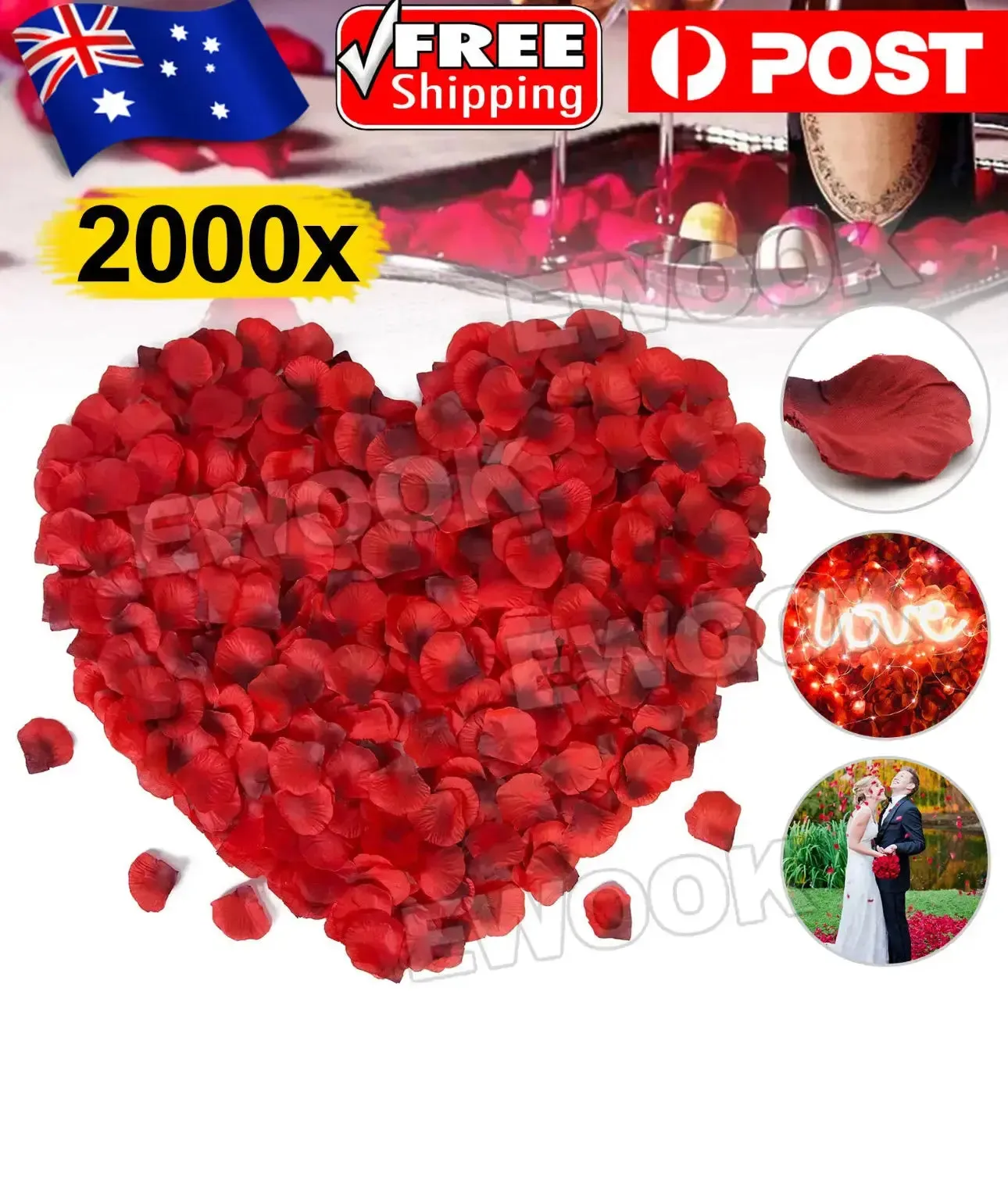 100 Pcs/Pack Artificial Flower Rose Petals for Wedding Valentine's Day Decor DARK RED