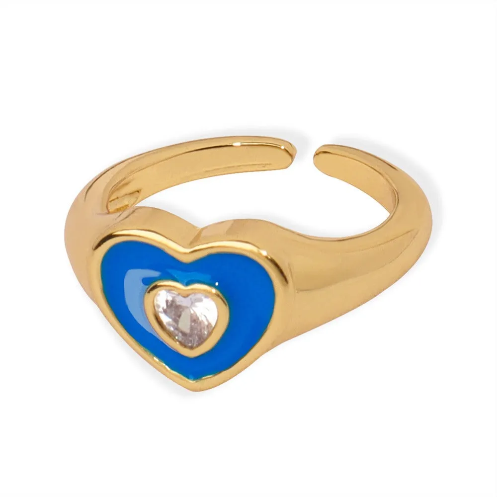 18K gold novel and fashionable love inlaid zircon design open ring