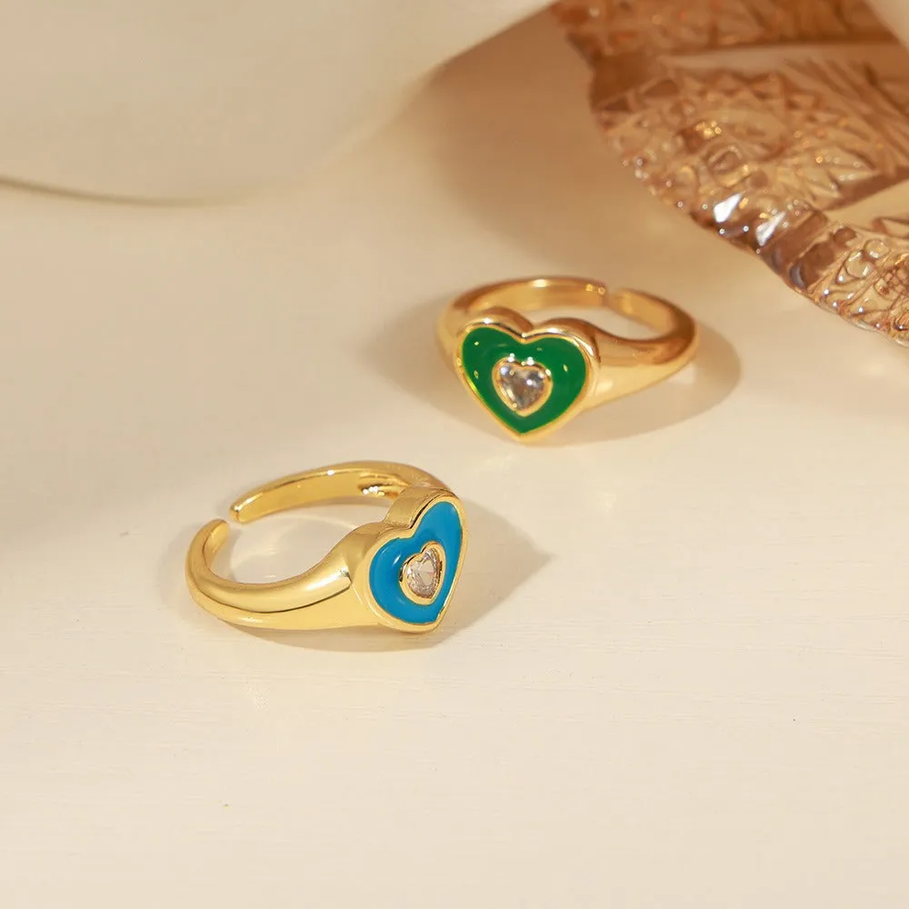 18K gold novel and fashionable love inlaid zircon design open ring