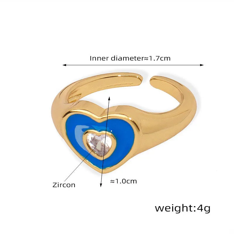 18K gold novel and fashionable love inlaid zircon design open ring