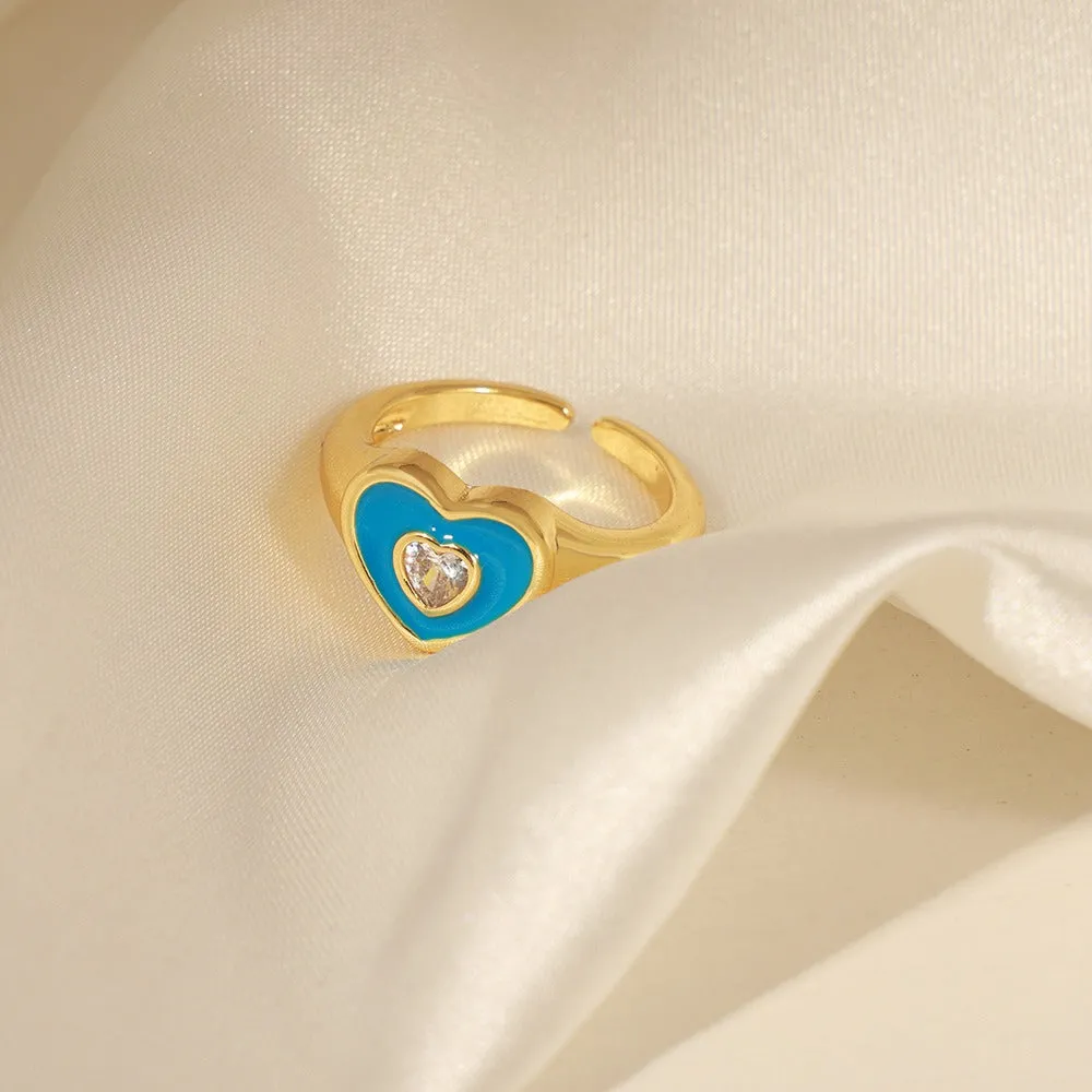 18K gold novel and fashionable love inlaid zircon design open ring