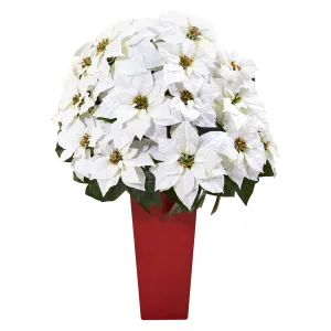 32” Poinsettia Artificial Arrangement in Red Vase