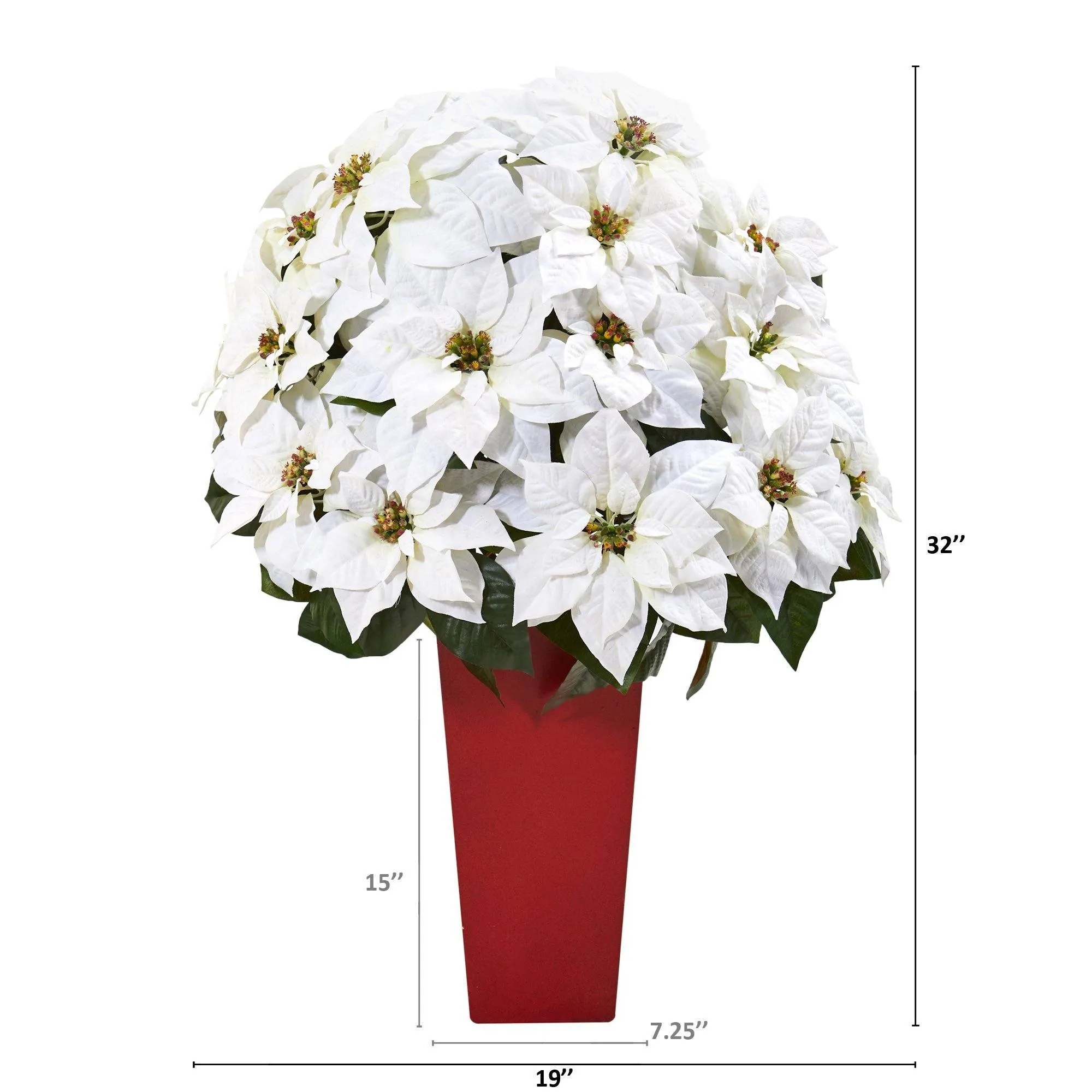 32” Poinsettia Artificial Arrangement in Red Vase