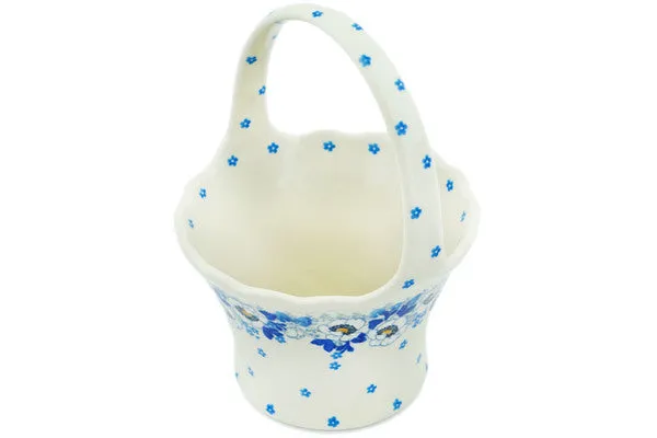 8" Basket with Handle - Blue Spring