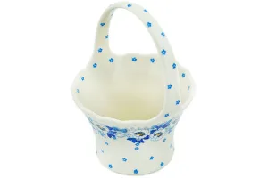 8" Basket with Handle - Blue Spring