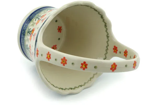 8" Basket with Handle - Peach Spring Daisy