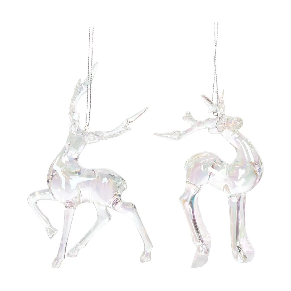 Acrylic White Deer Ornament, Asst. of 2