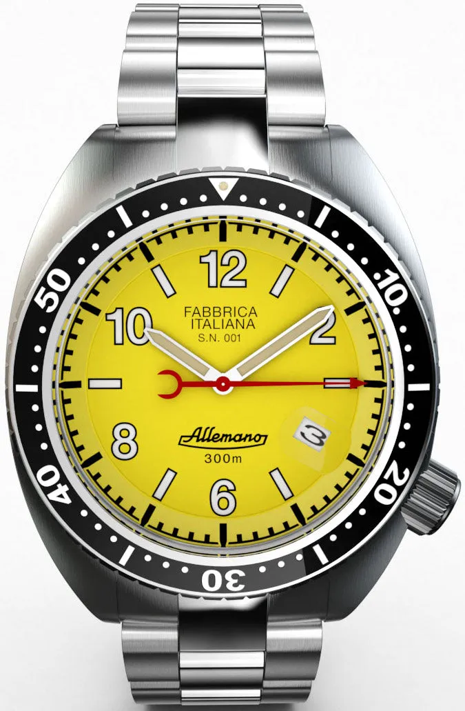 ALM Watch 1973 Diver Shark Yellow   Depth Gauge