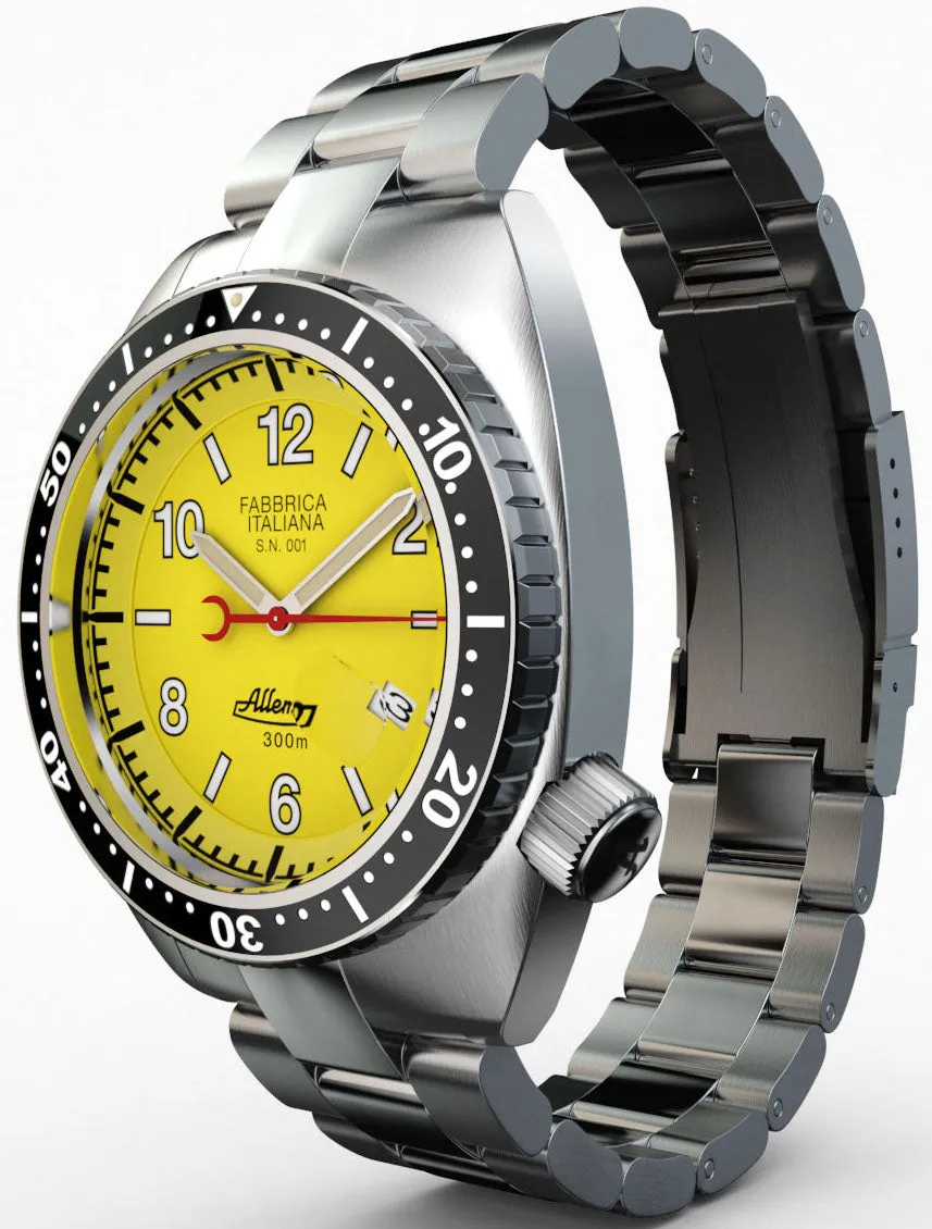 ALM Watch 1973 Diver Shark Yellow   Depth Gauge