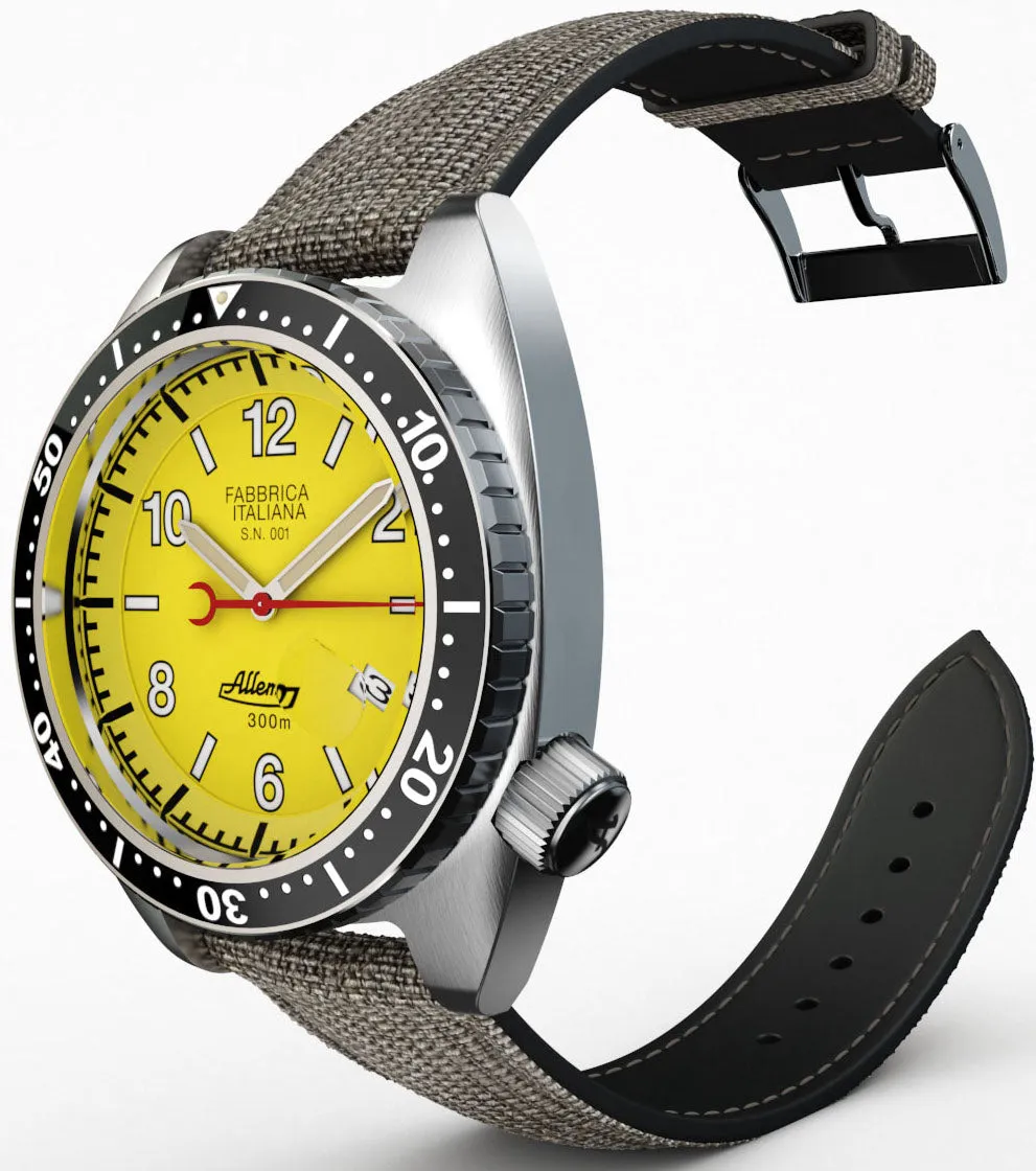 ALM Watch 1973 Diver Shark Yellow   Depth Gauge