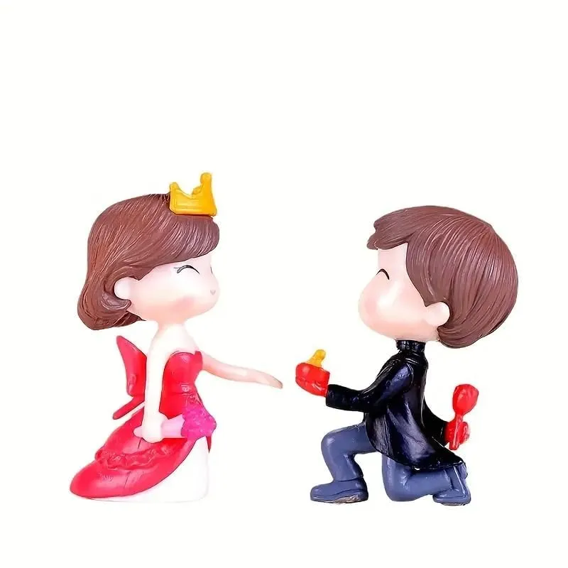 Amazon Brand - Umi Propose Day Miniature Gift for Girlfriend Boyfriend Husband Wife - Valentine Day Couple Gift for Lover - Couple Resin Miniature Statue for Home Decor Anniversary Wedding Gift