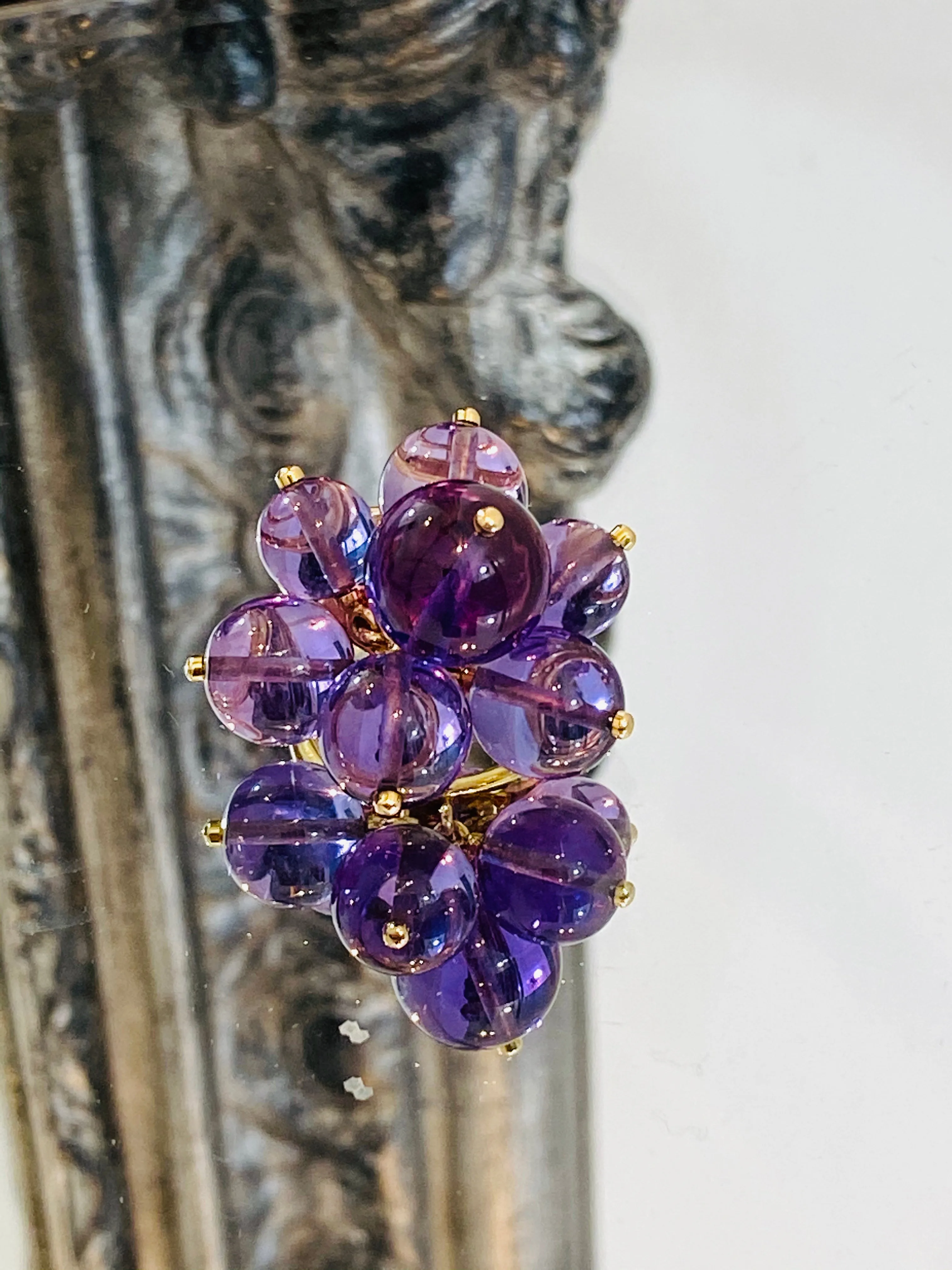 Amethyst Multi Sphere Ring - 18k Gold