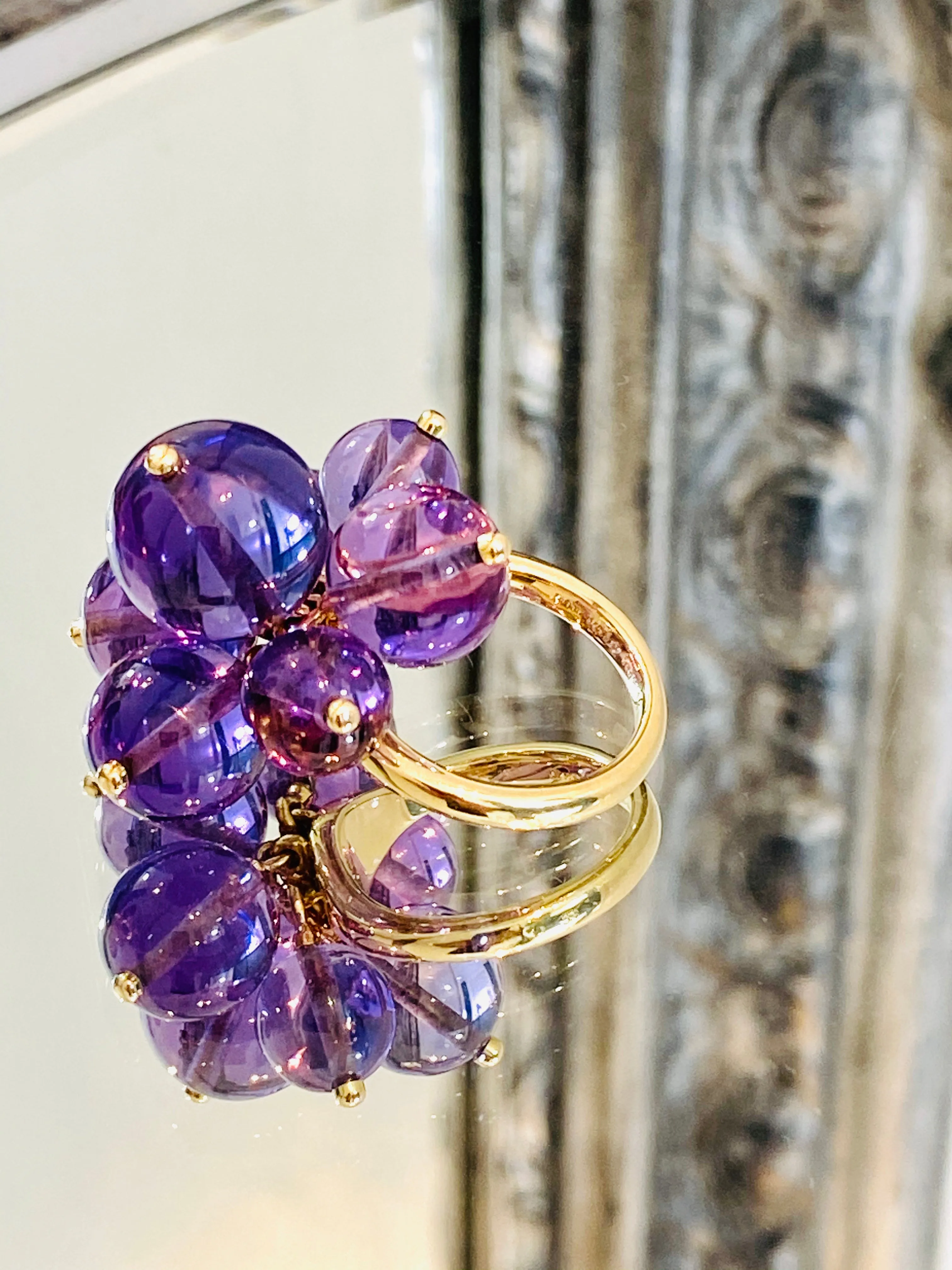 Amethyst Multi Sphere Ring - 18k Gold