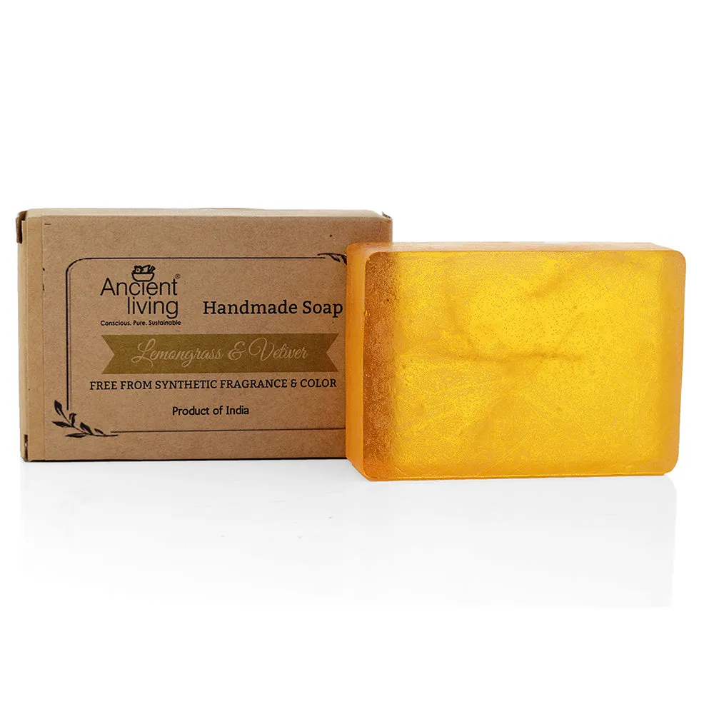 Ancient Living Lemongrass & Vetiver Luxury Handmade Soap - 100 gm each - Suitable for Dry and Combination Skin