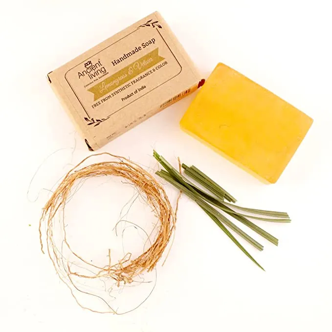 Ancient Living Lemongrass & Vetiver Luxury Handmade Soap - 100 gm each - Suitable for Dry and Combination Skin