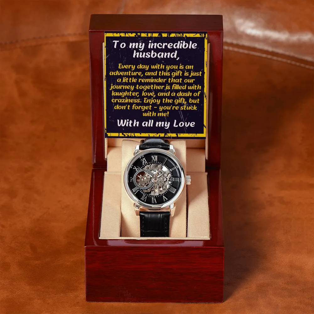 Anniversary Gift for Husband | Romantic Present for Hubby | Message Card Watch | Stuck with Me