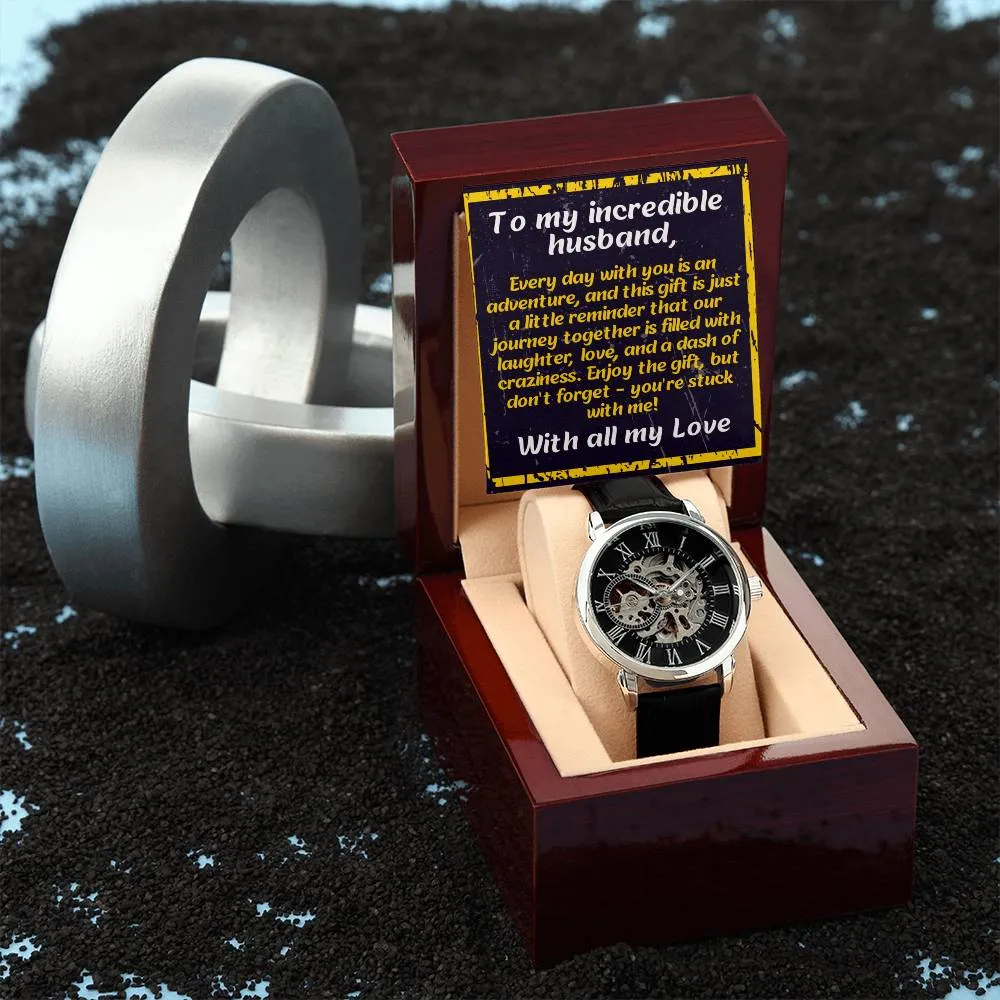 Anniversary Gift for Husband | Romantic Present for Hubby | Message Card Watch | Stuck with Me