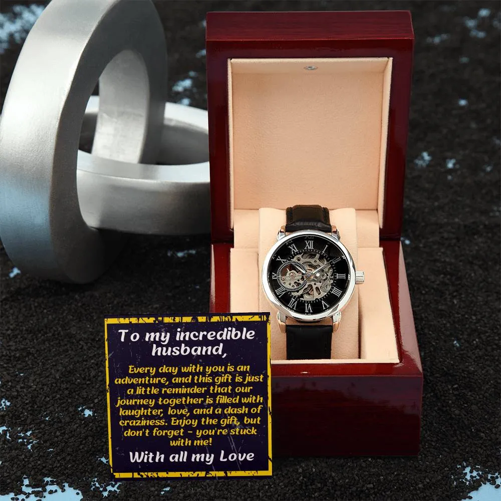 Anniversary Gift for Husband | Romantic Present for Hubby | Message Card Watch | Stuck with Me