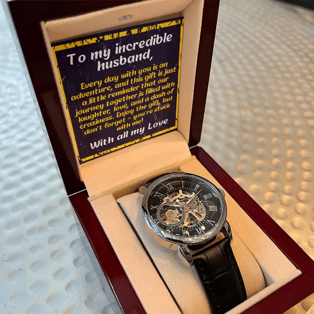 Anniversary Gift for Husband | Romantic Present for Hubby | Message Card Watch | Stuck with Me