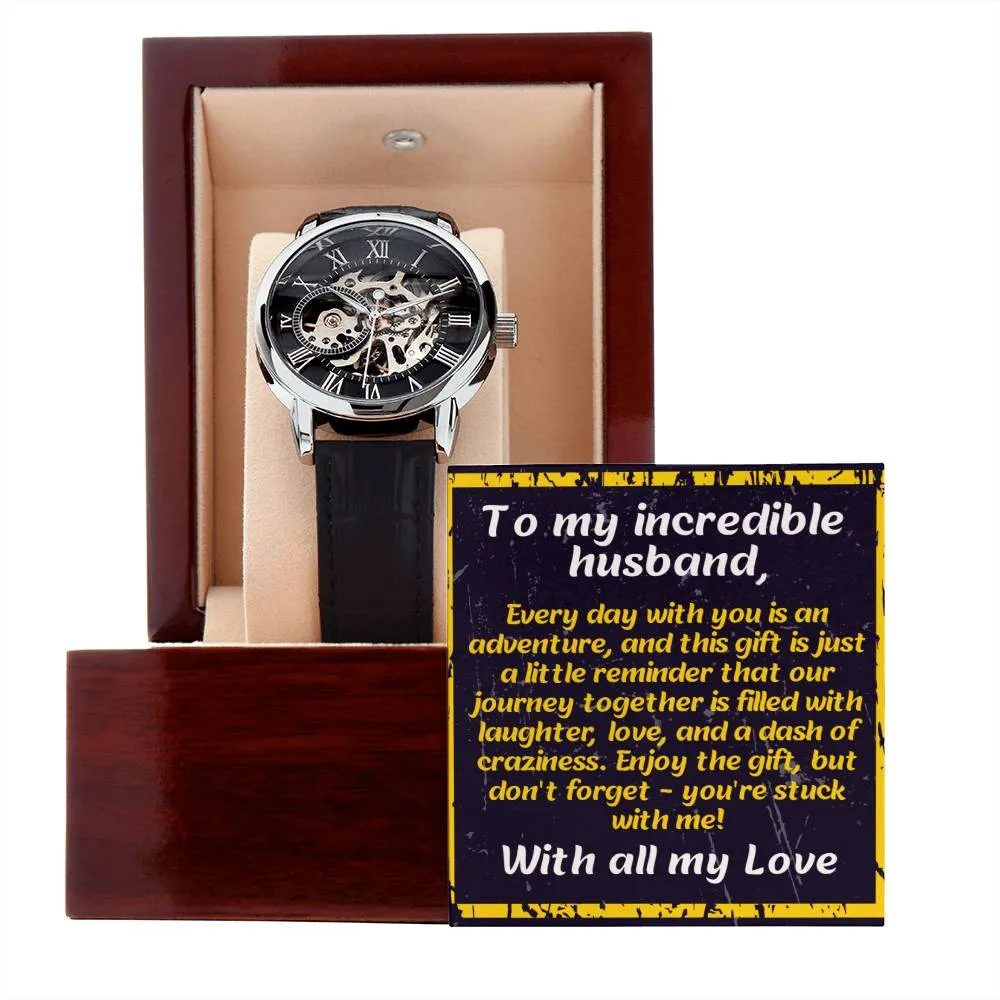 Anniversary Gift for Husband | Romantic Present for Hubby | Message Card Watch | Stuck with Me