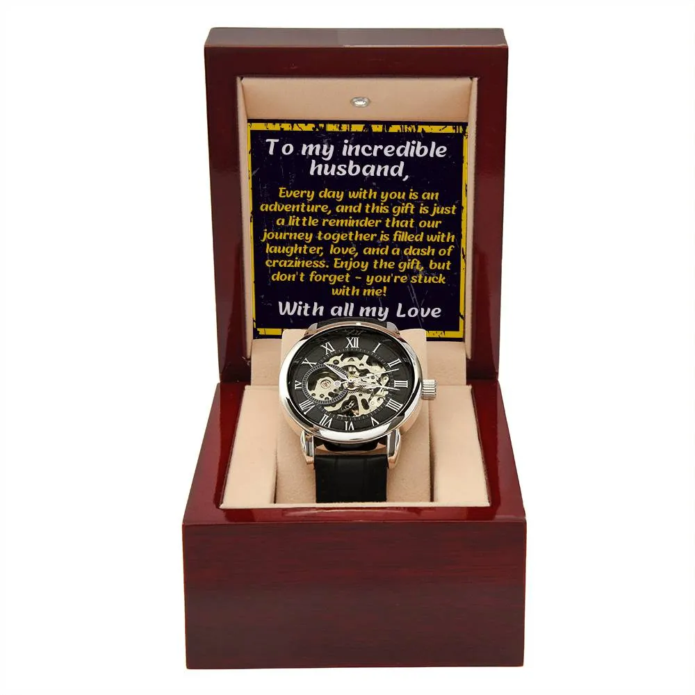 Anniversary Gift for Husband | Romantic Present for Hubby | Message Card Watch | Stuck with Me