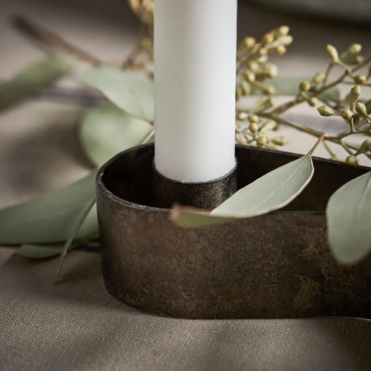 Antique Brown Organic Shape Advent Candle Holder