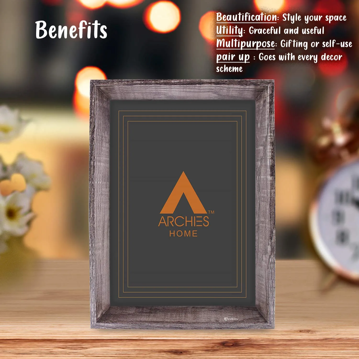 ARCHIES Romantic Memories Photo Frame Photo Size - 25.4X20.3(L X B cm) Love Gifts for Girlfriend, Boyfriend, Birthday, Husband, Wife, Love, Couple,(28X23X4.5 cm, Wooden)