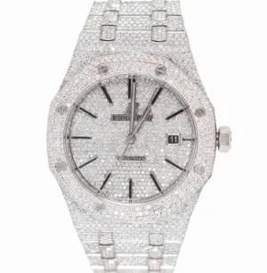 Audemars Piguet Men's Royal Oak Stainless Steel 41mm Custom ICED OUT Pave Dial Watch