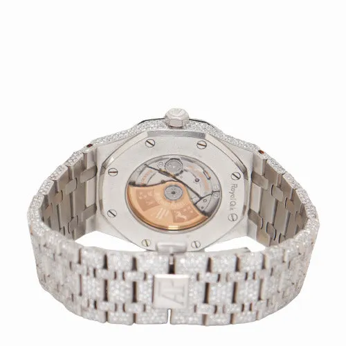 Audemars Piguet Men's Royal Oak Stainless Steel 41mm Custom ICED OUT Pave Dial Watch