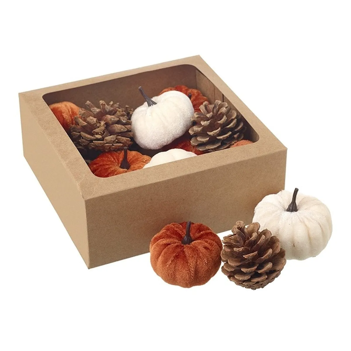 Autumnal Pinecone and Plush Pumpkin Decorations