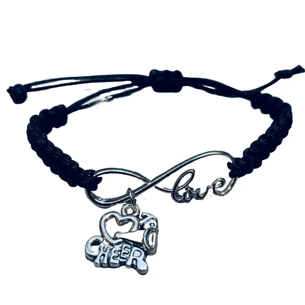 Cheer Love Infinity Rope Bracelet - Pick Color & Charm