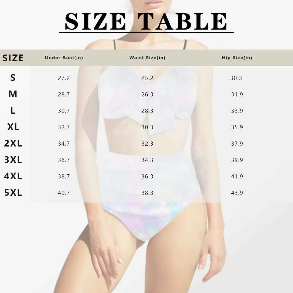 Custom Seamless Face High Waist Bikini Personalized Chest Bow Two-piece Bikini Swimsuit Set