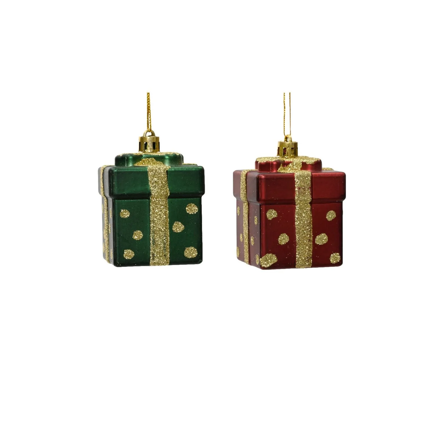 Decoris 6.8cm Matt Coloured Christmas Present Bauble (Choice of 2)