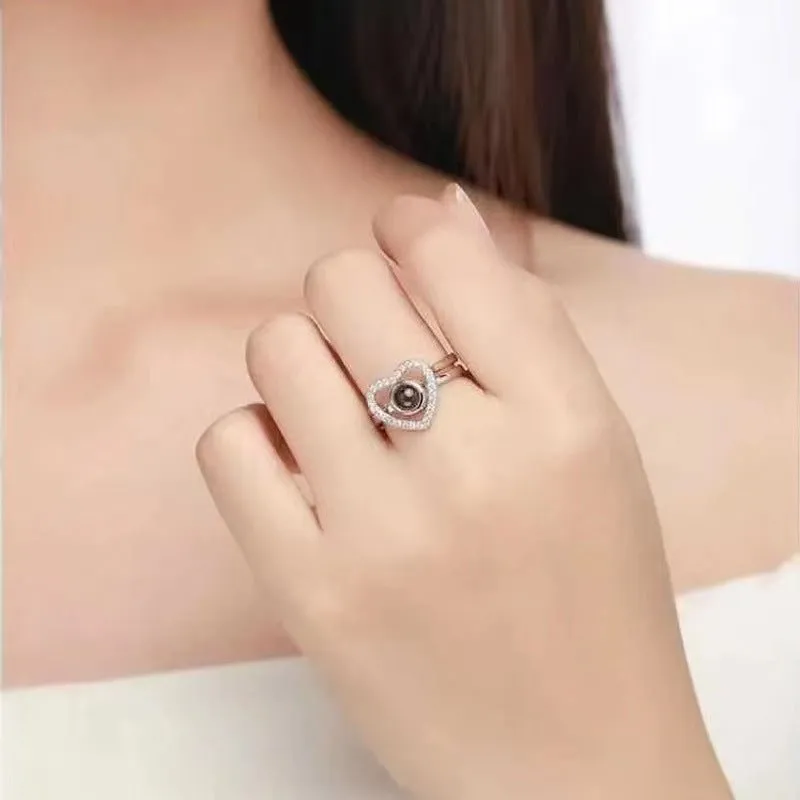 Diamond Heart Projection Ring