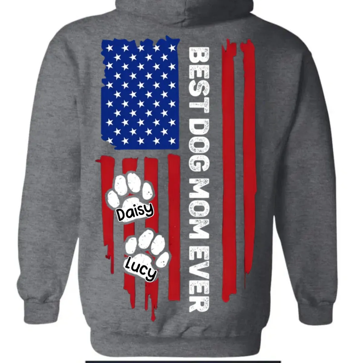 Dog Lovers - Best Dog Mom Ever American Flag Back - Personalized Unisex T-shirt, Hoodie, Sweatshirt (HJ)