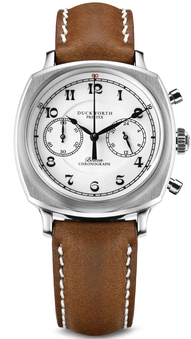 DP Watch Bolton Chronograph White Brown Leather