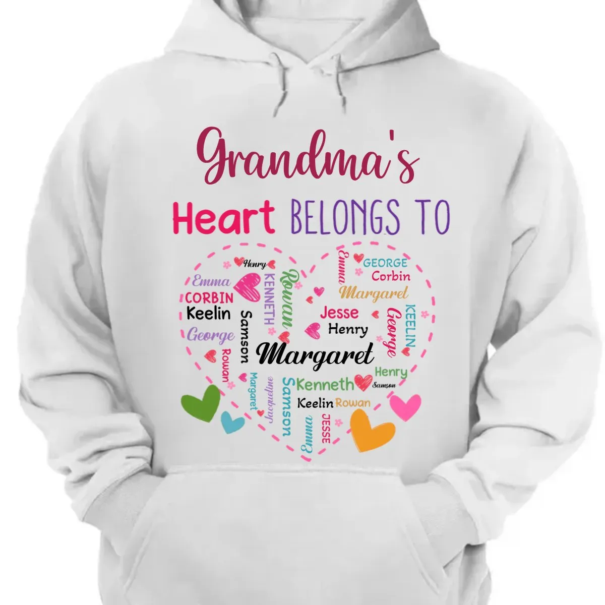 Family - Grandma's Heart Belongs To - Personalized Unisex T-shirt, Hoodie, Sweatshirt