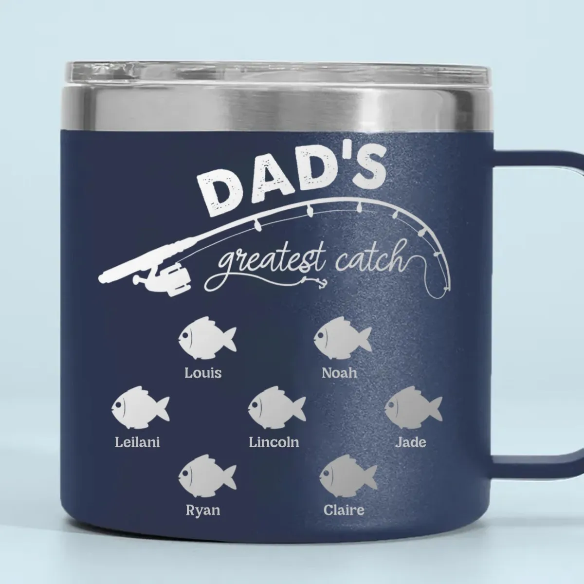 Family - Papa Fishing - Personalized Stainless Steel Tumbler With Handle