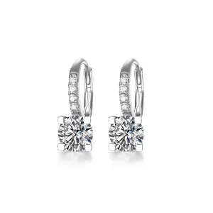 FANCIME 4 Prong Moissanite Dangle 925 Sterling Silver Earrings