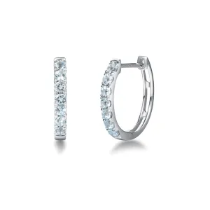 FANCIME Classic Aquamarine 14k White Gold Hoop Earrings