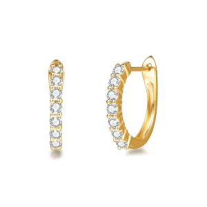 FANCIME Diamond Hinged 14K Yellow Gold Hoop Earrings