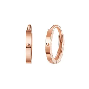 FANCIME Minimalist Hinged Sleeper 18k Rose Gold Hoop Earrings