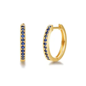 FANCIME Petite Blue Sapphire 14K Yellow Gold Hoop Earrings