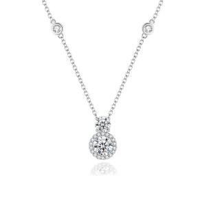 FANCIME "My Boo" Two Stones White CZ Sterling Silver Necklace