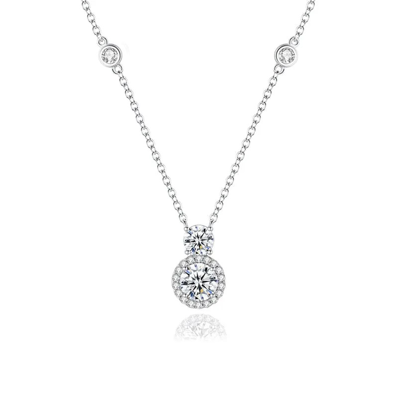 FANCIME "My Boo" Two Stones White CZ Sterling Silver Necklace