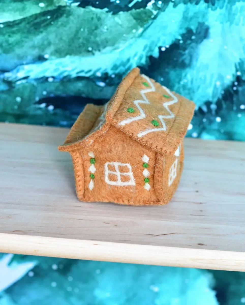 Felt Gingerbread House Green Door - Tara Treasures