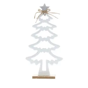 Festive 25cm Blue/White Wooden Christmas Tree