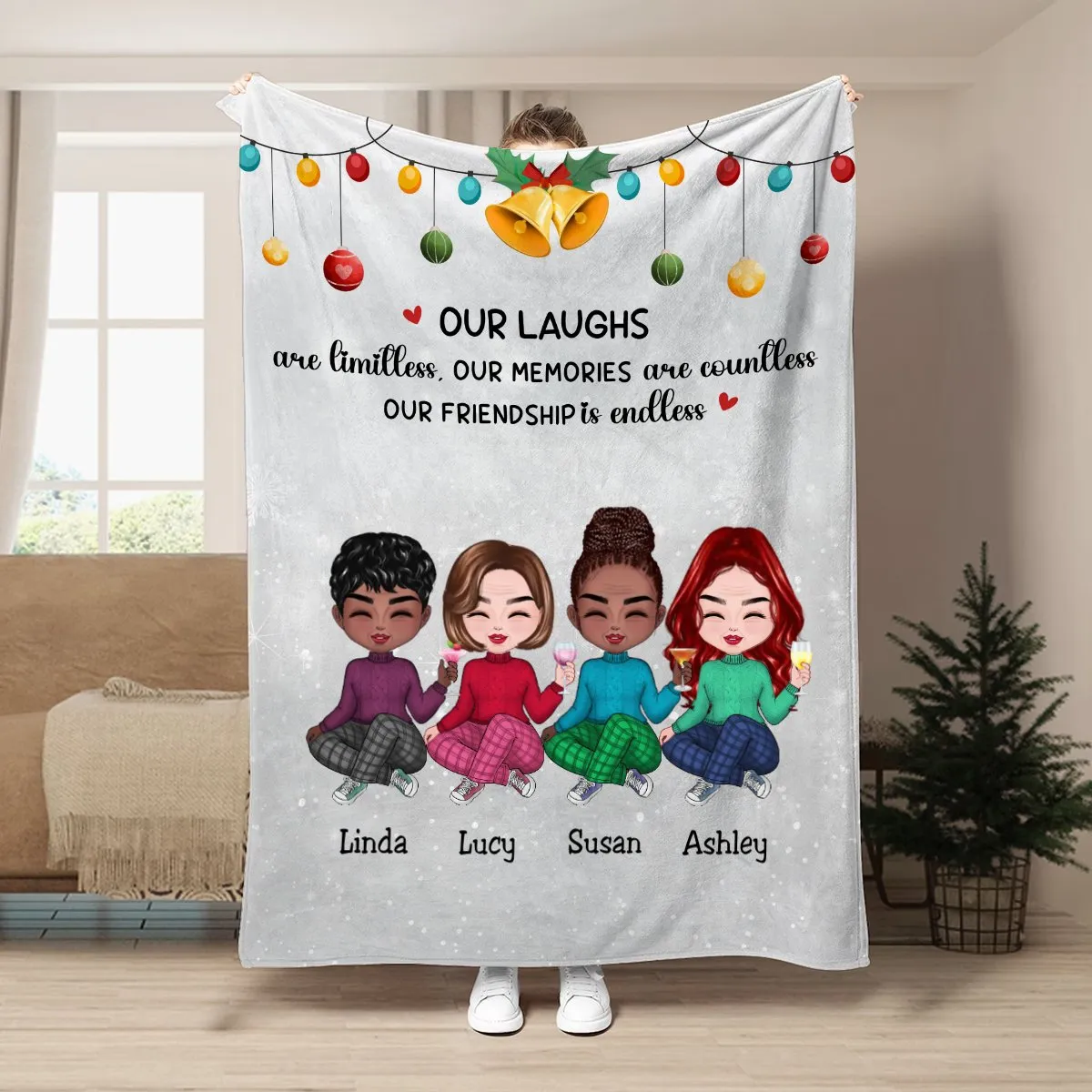 Friends - Our Laughs Are Limitless Our Memories Are Countless Our Friendship Is Endless - Personalized Blanket